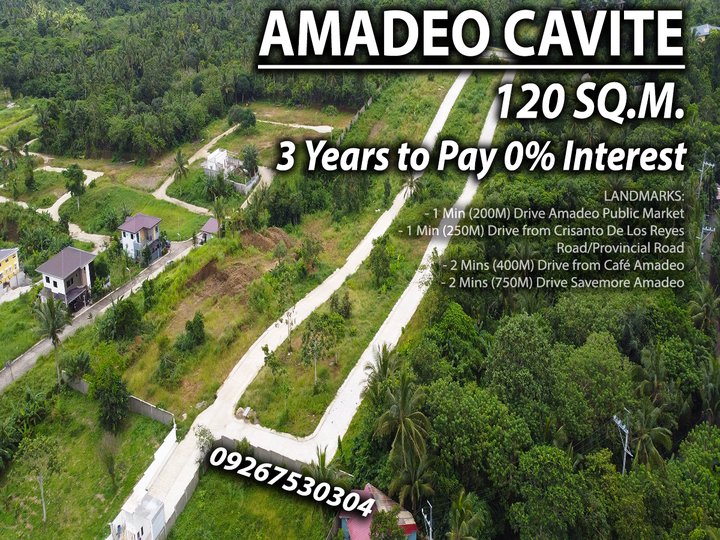 120 Sq.m. -Subdivision Lots in Amadeo Cavite - 3 Years to Pay