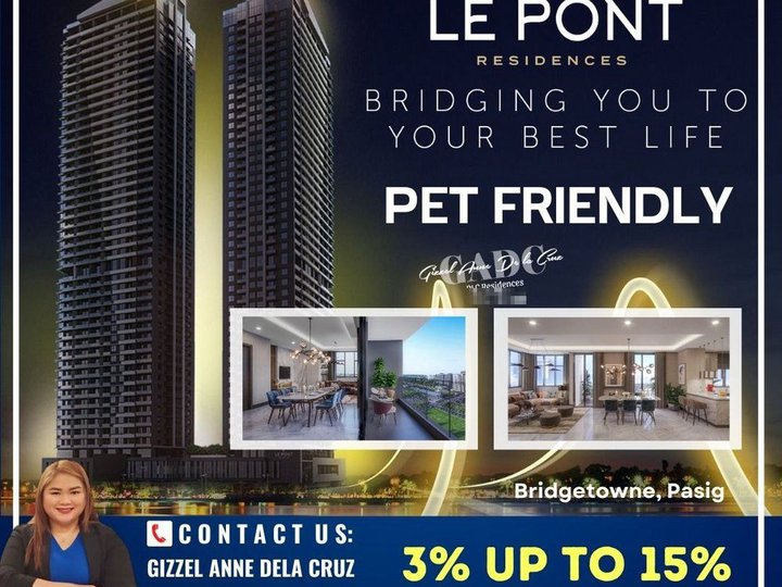 Pet Friendly Pre-Selling 3br condo with balcony, and parking slot For Sale at The Le Pont Residences