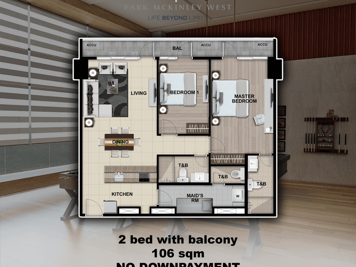 106 sqm 2bedroom Condo For Sale Park Mckinley West condo for sale Bgc