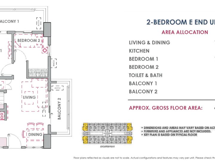 RFO 2-bedroom, 2-balcony End unit 61.50 sqm Near NAIA Airport