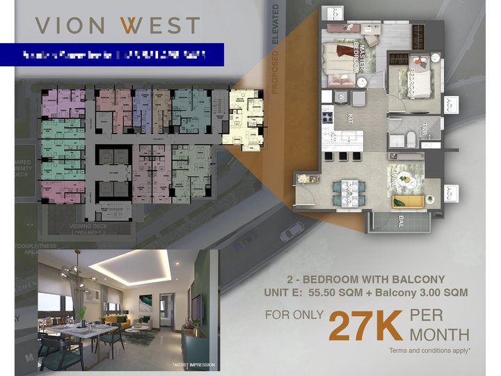 Vion West: Smart-home, Corner 2BR with Balcony
