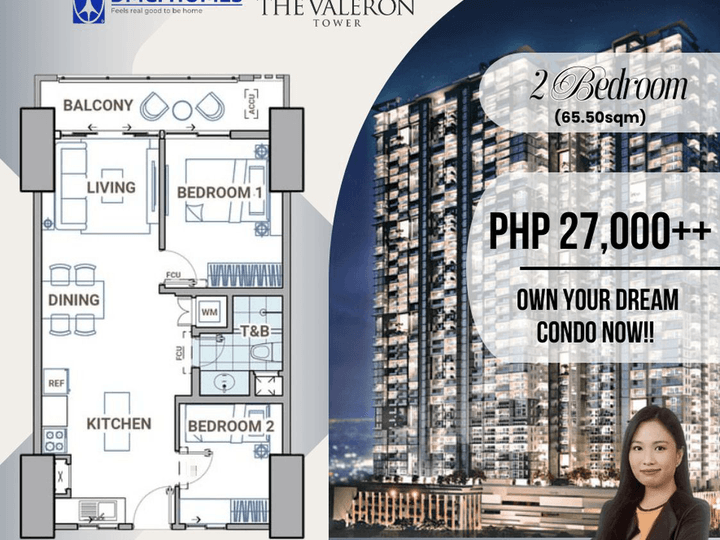 DMCI VALERON 2 Bedroom Preselling Condo For Sale in Pasig near Arcovia