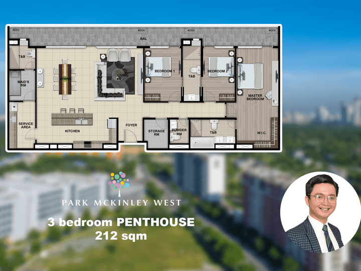 Penthouse 3 BR in Park Mckinley West Bgc condo for sale Taguig City