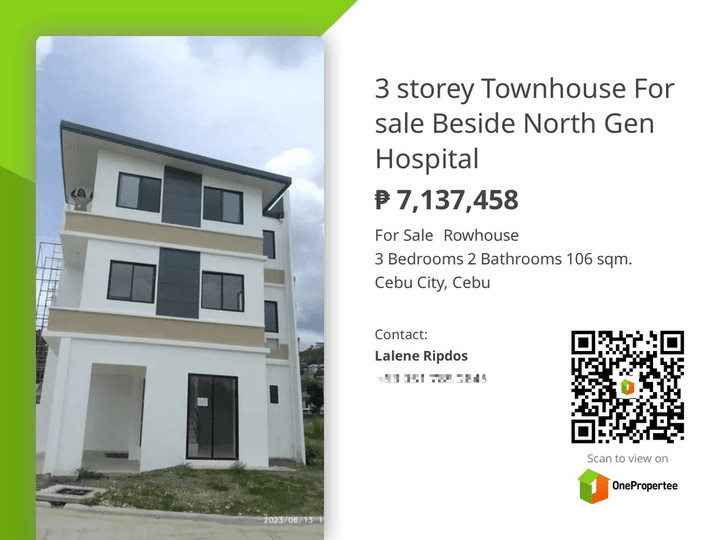 Townhouse 3 storey with 3 bedroom and 2 Cr with terace