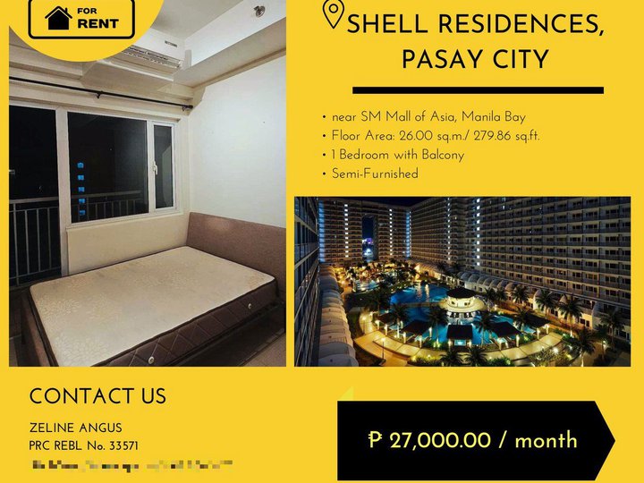 1-bedroom  with Balcony Facing Ameneity For Rent in Pasay Metro Manila