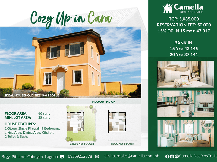 Cara-3 bedroom unit- House and lot for sale in Cabuyao laguna