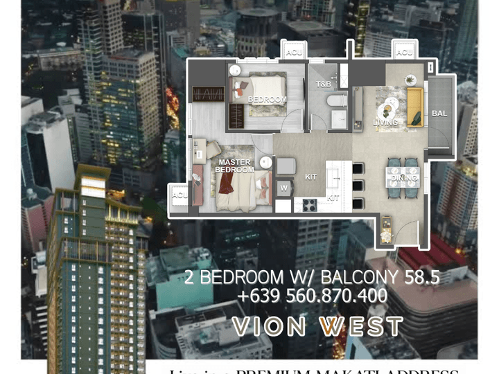 Train Centered 2 Bedroom Condo in Makati