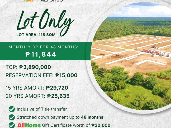 118 sqm Residential Lot For Sale in Alfonso Cavite