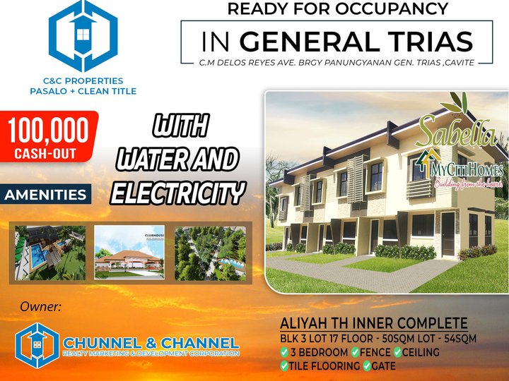 3-bedroom Townhouse For Sale in General Trias Cavite CLEAN TITLE