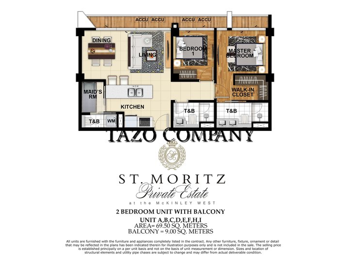 76.50 sqm 2-bedroom Condo For Sale in Moritz Private Estate BGC Taguig