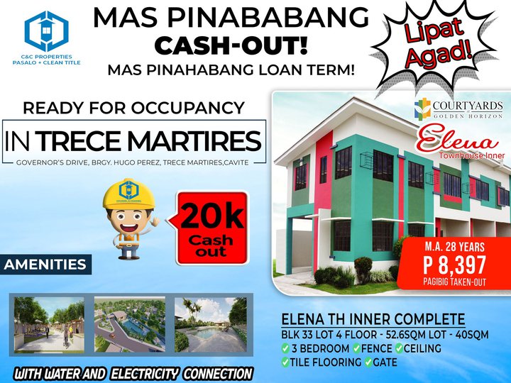 3-bedroom Single Attached House For Sale in Trece Martires Cavite RFO