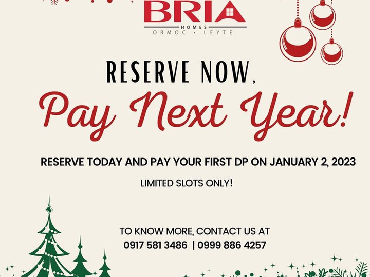 Reserve now, Pay Next Year House and Lot for Sale in Bria Ormoc