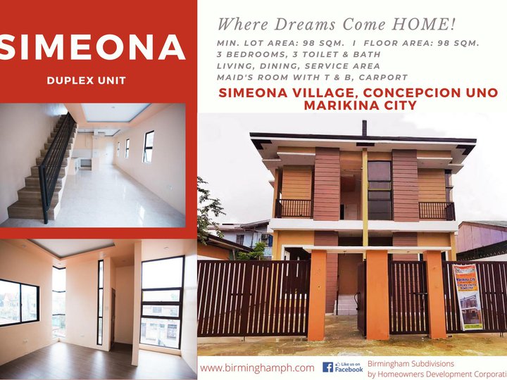 SIMEONA DUPLEX- Simeona Village, Concepcion Uno Marikina City