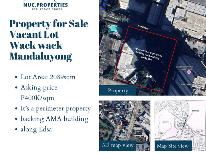 Vacant Lot Property for Sale Wack wack  Mandaluyong Asking price P400K/sqm