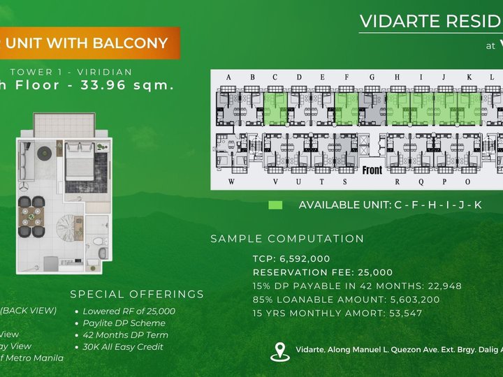 33.96 sqm 1-bedroom with balcony Condo For Sale in Antipolo Rizal