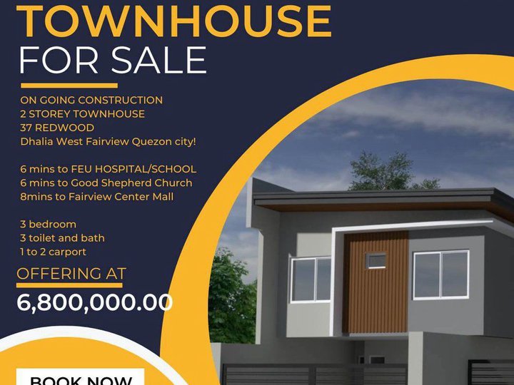 Pre-selling 3-bedroom Townhouse For Sale in Quezon City