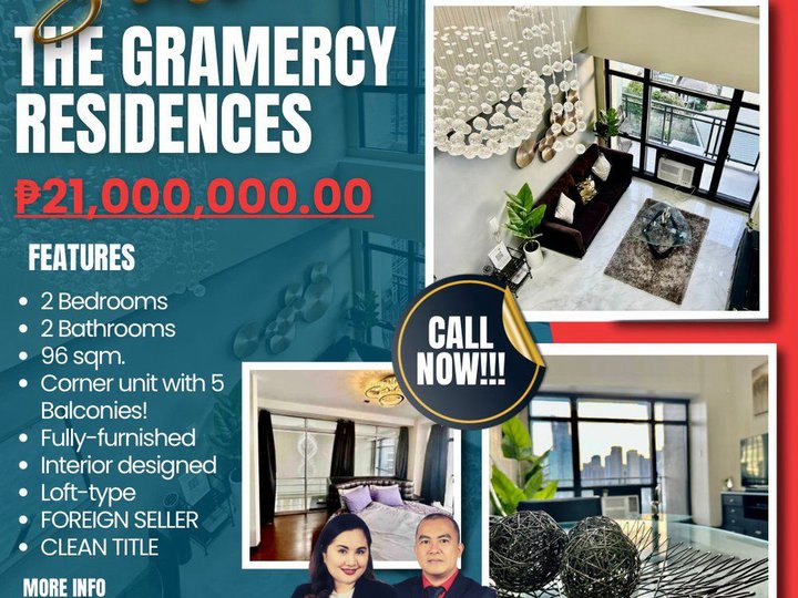Luxury fully furnished 2-bedroom unit at the Gramercy Residences