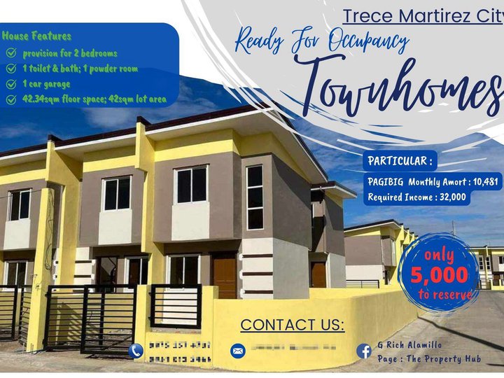 Ready For Occupancy Townhouses in Trece Martirez City