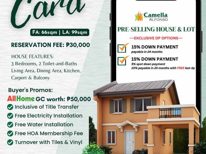 Preselling House and lot Camella Alfonso