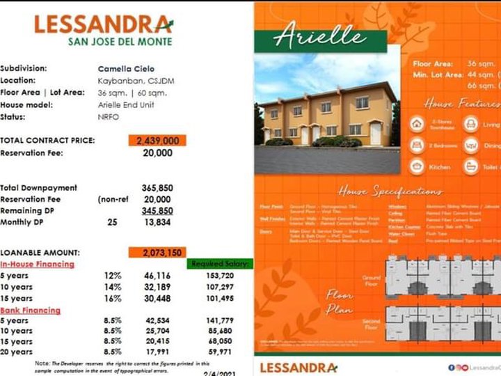 Camella Lessandra House and Lot for Sale San Jose Del Monte Bulacan