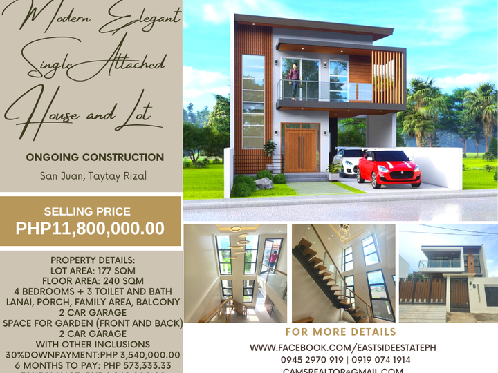 MODERN ELEGANT SINGLE ATTACHED HOUSE AND LOT IN TAYTAY RIZAL NEAR C6