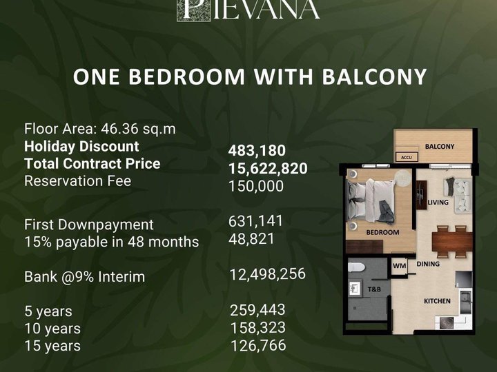1 Bedroom with Balcony Condominium Preselling