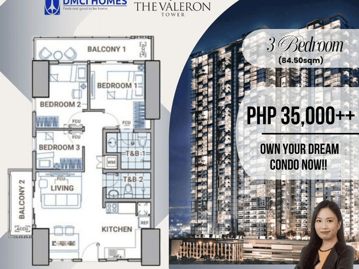 DMCI CONDO IN PASIG FOR SALE 3 BEDROOM UNIT IN THE VALERON TOWER