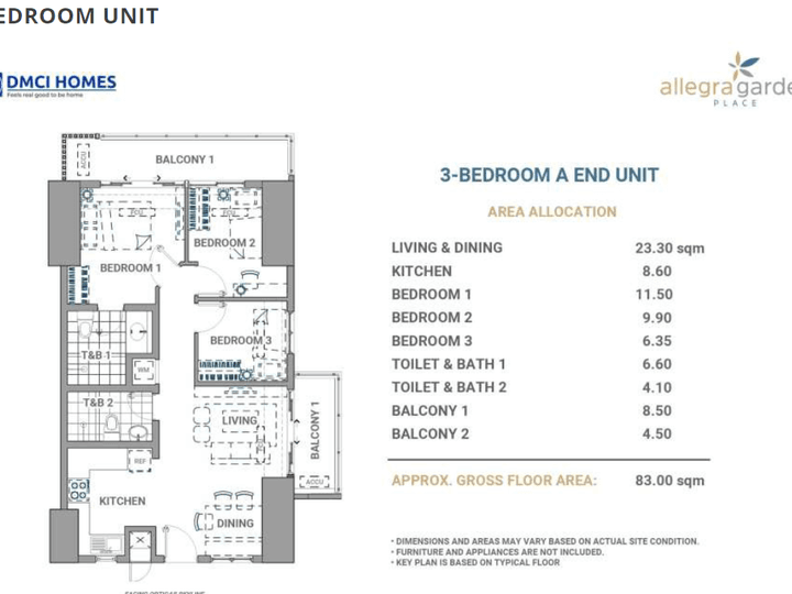 83.00 sqm 3-bedroom Condo For Sale in Pasig Metro Manila