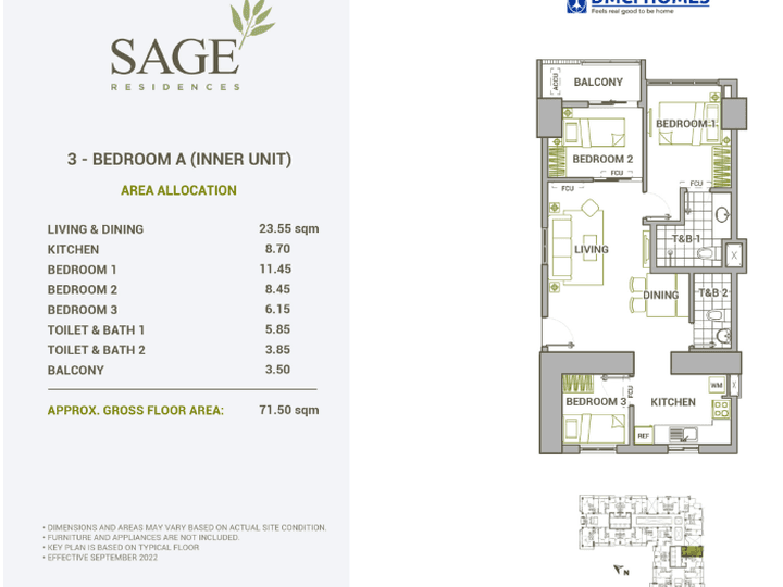 79.00 sqm 3-bedroom Condo For Sale in Mandaluyong Metro Manila