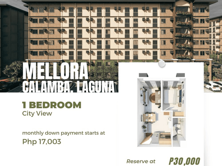 30.77 sqm 1-bedroom Condo For Sale in Calamba Laguna