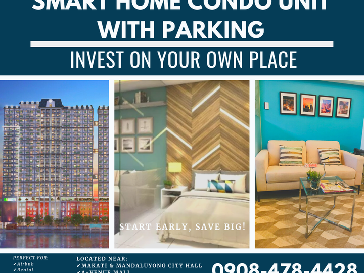 1BR Smart Home Ready Condo in Makati & Mandaluyong with 1 Parking unit