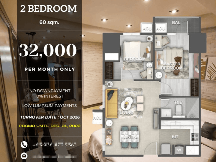 Pre-selling 60.00 sqm 2-bedroom Condo For Sale in Makati - VION WEST