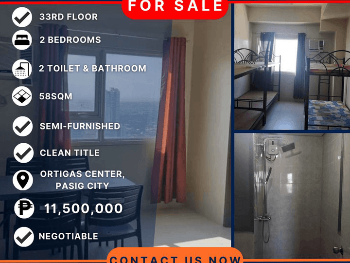 RFO 56.00 sqm 2-bedroom Condo For Sale in Ortigas Pasig Metro Manila