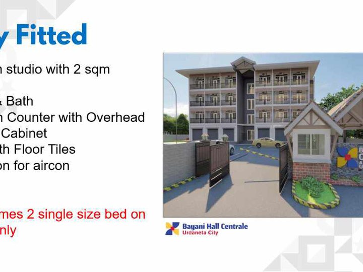 35.00 sqm 2-bedroom Condo For Sale in Urdaneta Pangasinan