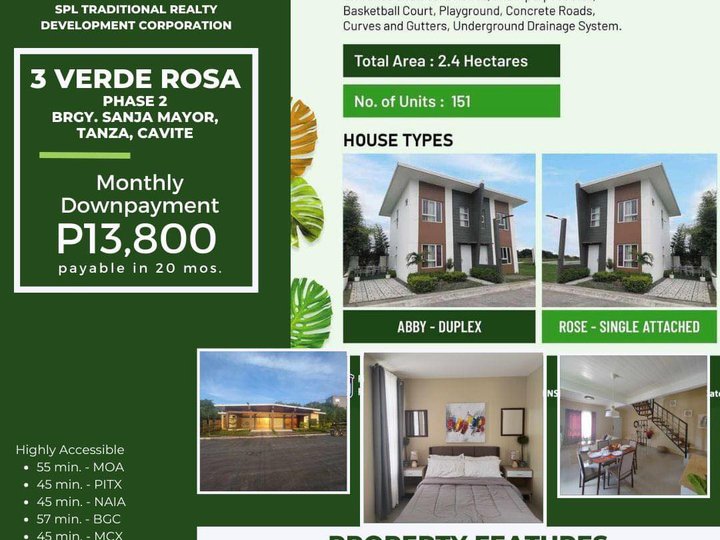 Verde Rosa: 2-bedroom Single Attached House For Sale in Tanza Cavite