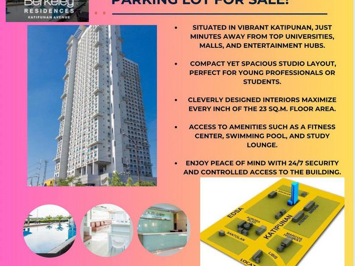 23 sqm Studio Condo w/ Parking Lot for Sale in Katipunan, Quezon City