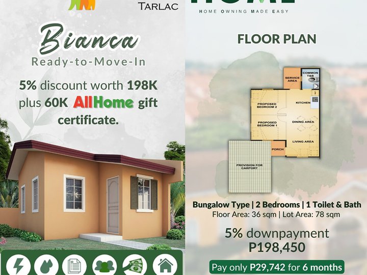 2-bedroom Single Attached House For Sale in Tarlac City Tarlac