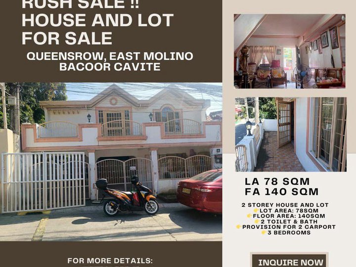 CLEAN TITLE HOUSE AND LOT IN MOLINO BACOOR CAVITE