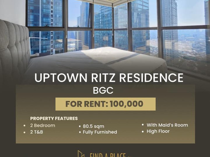 FOR LEASE: FULLY FURNISHED 2 BEDROOM, UPTOWN RITZ RESIDENCE, BGC