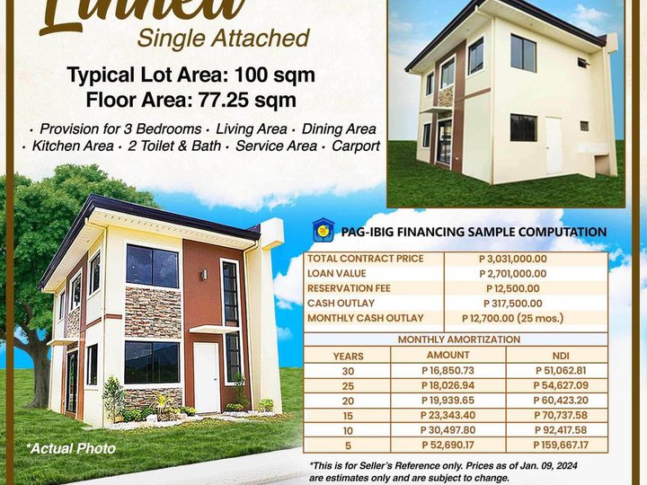 3-bedroom Single Attached House For Sale thru Pag-IBIG in Santo Tomas Batangas