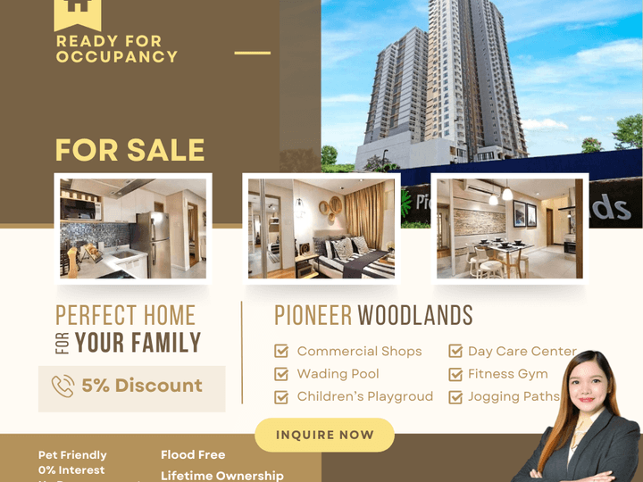 Studio Edsa Ortigas 9K Monthly RENT TO OWN RFO Condo Pioneer Woodlands