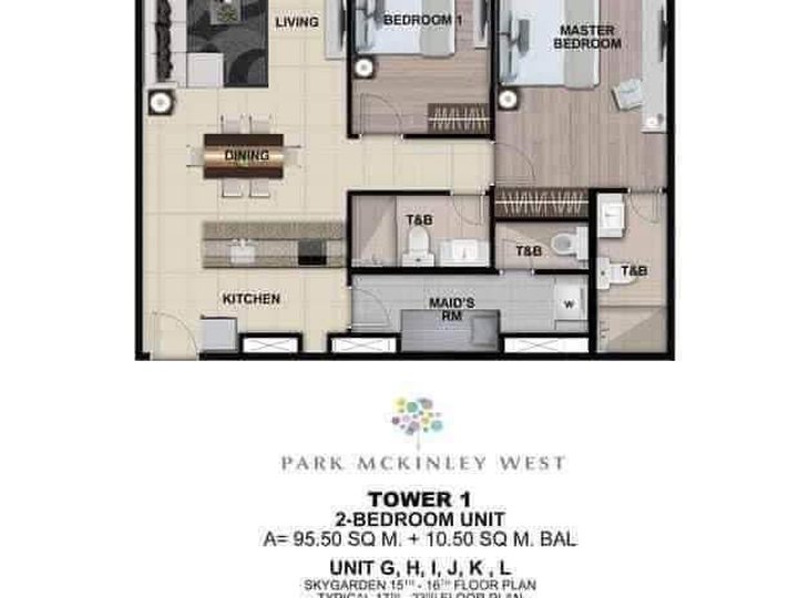 Pre selling 2 Bedrooms in Park Mckinley west in BGC for sale