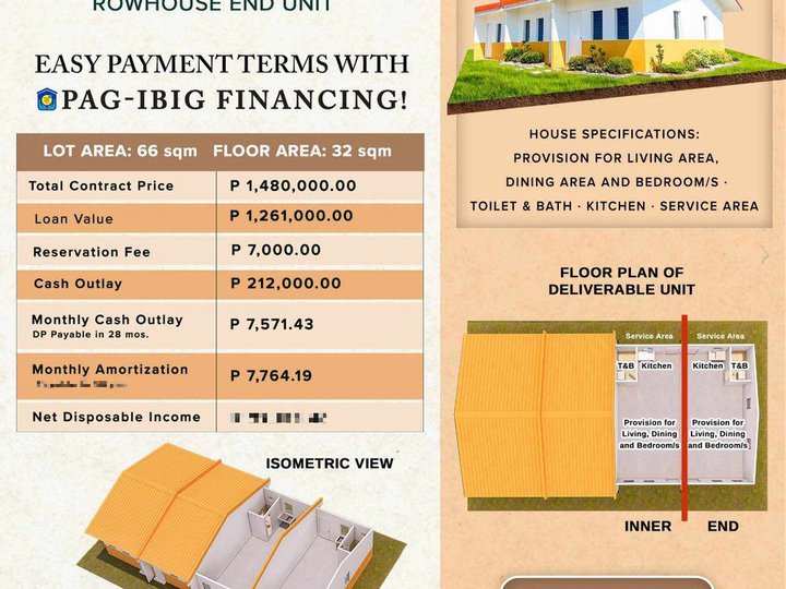 Affordable house and lot with low downpayment and low amortization