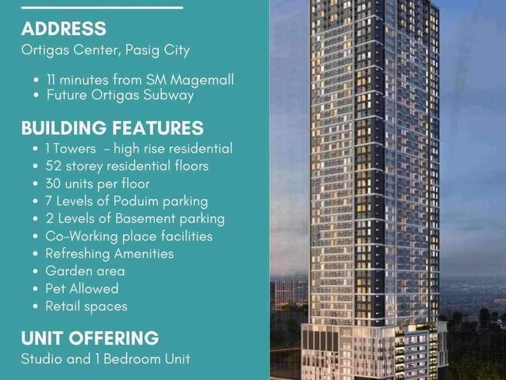 No spot downpayment 21k per month Studio Condo Unit in Ortigas