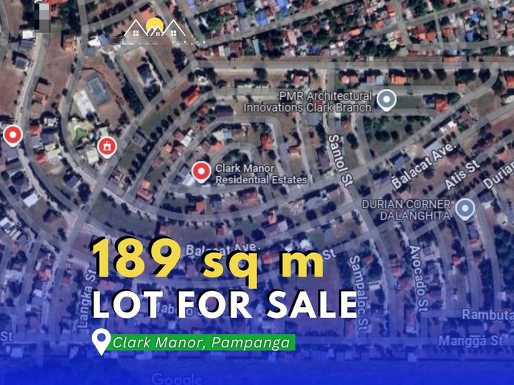 189 SQM CORNER LOT FOR SALE IN CLARK MANOR IN MABALACAT CITY, PAMPANGA