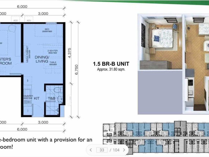 1 Bedroom (Deluxe) 31.80 sqm. Flood Free, Pet Friendly, Residential Condo FOR SALE