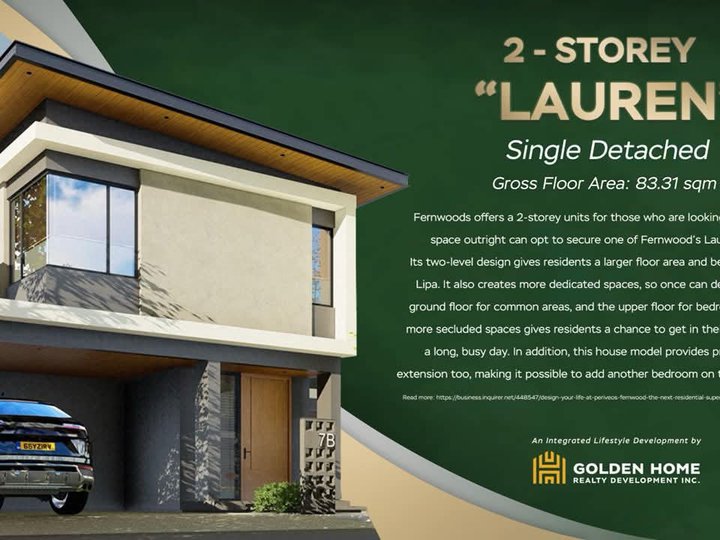 "Laurene" house model is a two-storey, single-detached Lipa City Batangas.