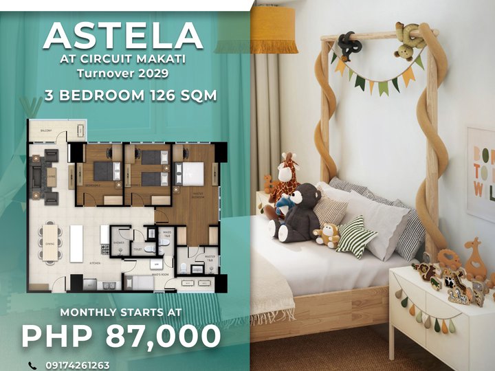 3 Bedroom 126 sqm Condo for Sale in Astela Tower at Circuit Makati