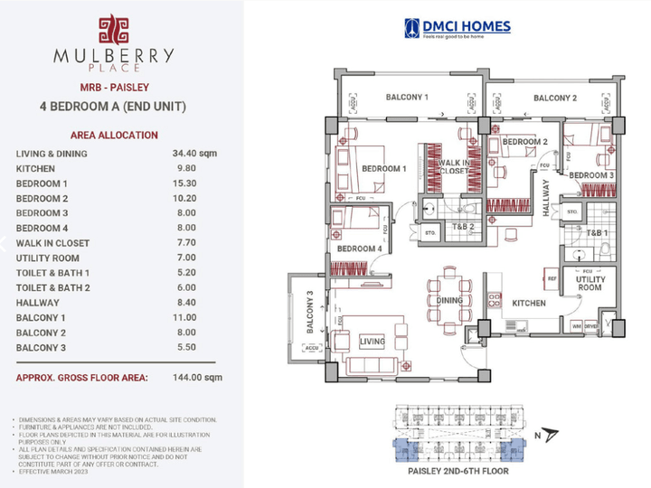 Mulberry Place Acacia Estates 144.00 sqm 4-bedroom Condo For Sale in Taguig Metro Manila