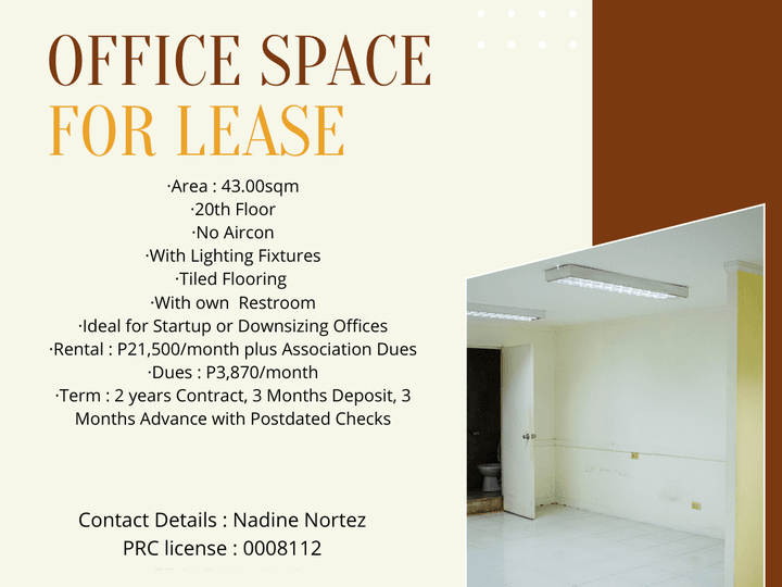 For Lease Office Space At Strata 100 Pasig for Start up Business